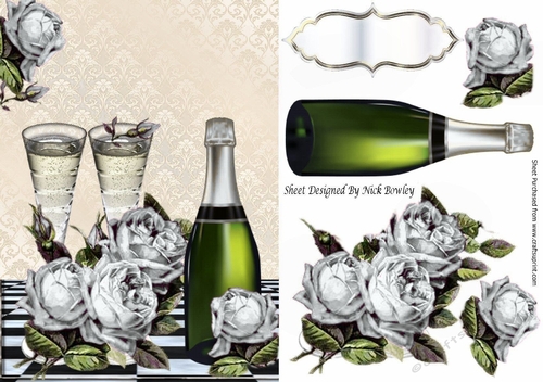 pretty silver roses with champagne A5