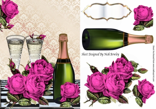 pretty cerise roses with champagne A5