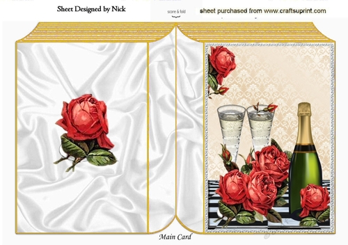 pretty red roses with champagne A5 folded book