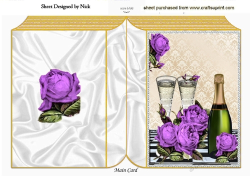 pretty purple roses with champagne A5 folded book