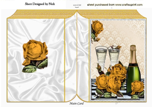 pretty gold roses with champagne A5 folded book