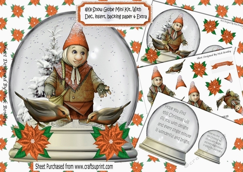 THE GNOME BIRD FEEDER! In snow globe 8x8 mini kit (Orange)