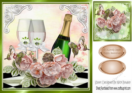 for a happy couple champagne & peachj roses 8x8