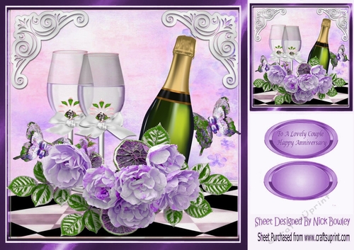 for a happy couple champagne & lilac roses 8x8