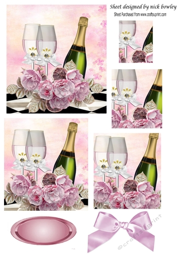 champagne & pink roses with bow pyramids