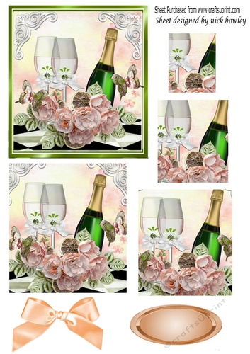 champagne & peach roses with bow pyramids
