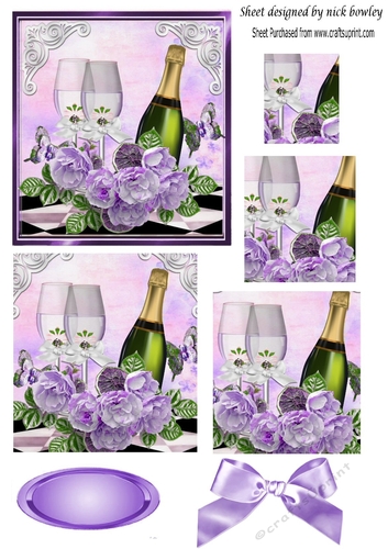 champagne & lilac roses with bow pyramids