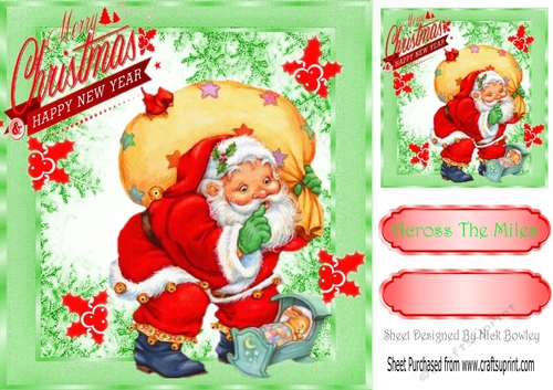 Lovely Santa with his sack of pressies 8x8