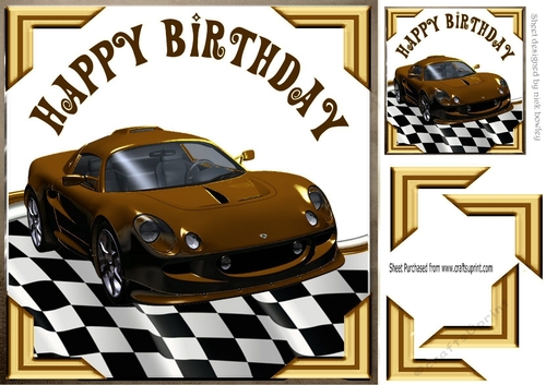 Brown Sports Car with corners and check frame 8x8