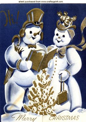 Mr & Mrs Snowman Carol Singing A4 Topper