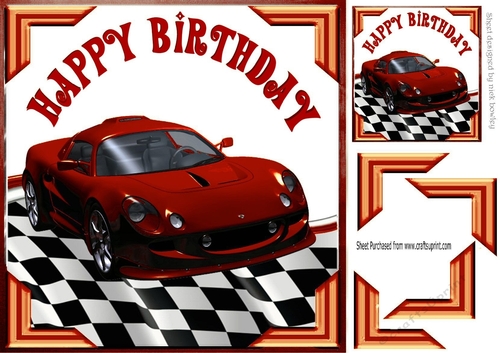 Red Sports Car with corners and check frame 8x8