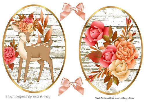 two lovely card front/toppers of reindeer and roses