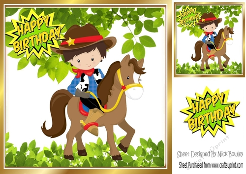 Cowboy riding his horse 8x8