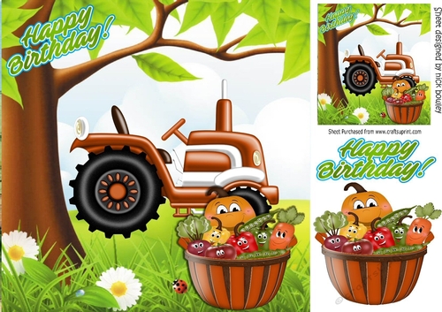 tractor with toony fruit and veg in the field 8x8