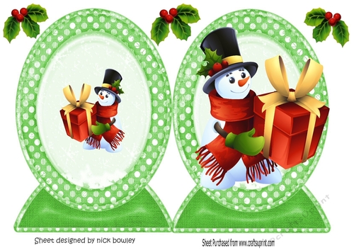 Lovely cut and fold of a snowman with presents