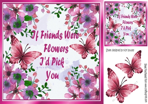 pretty pink flowers and pink butterflies, i would pick for a friend 8x8
