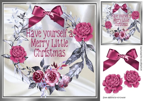 merry pink christmas with pink roses  8x8 