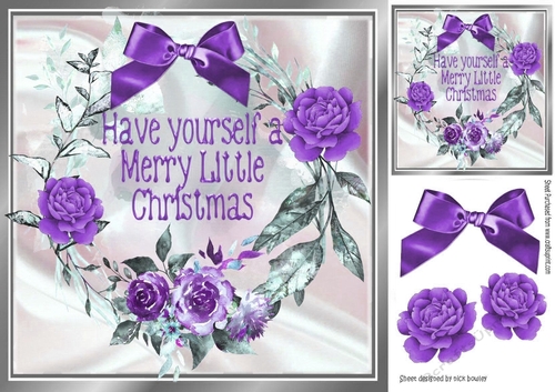 merry purple christmas with roses  8x8
