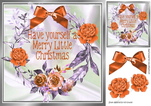 merry peach christmas with roses  8x8