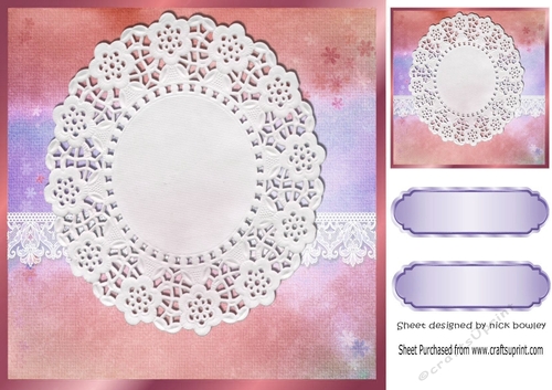 Pretty rainbow peach with oval lace and border card front