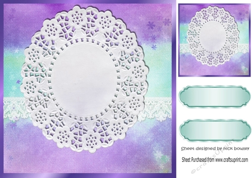 Pretty rainbow purple with oval lace and border card front