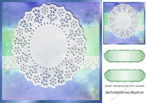 Pretty rainbow blue with oval lace and border card front