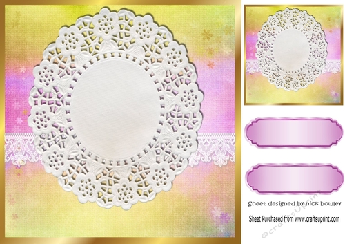 Pretty rainbow gold with oval lace and border card front