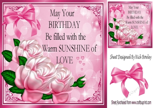 Pretty corner pink roses for you with bow 8x8