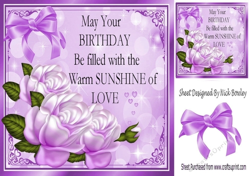 Pretty corner lilac roses for you with bow 8x8