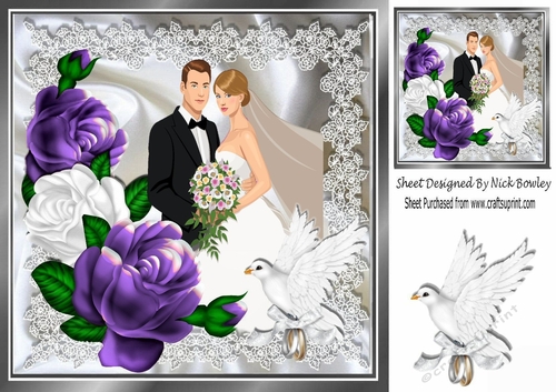 Pretty purple/white roses for the bride and groom on there wedding 8x8