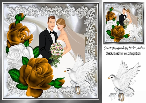 Pretty gold/white roses for the bride and groom on there wedding 8x8