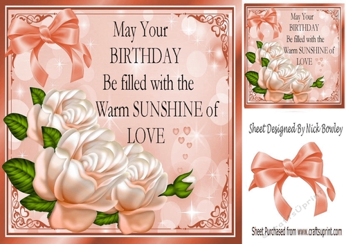 Pretty corner peach roses for you with bow 8x8
