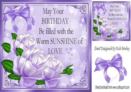 Pretty corner purple/lilac roses for you with bow 8x8