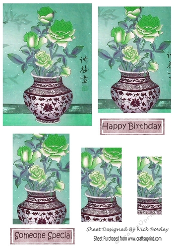 pretty chinese vase with flowers with pyramids (turq)