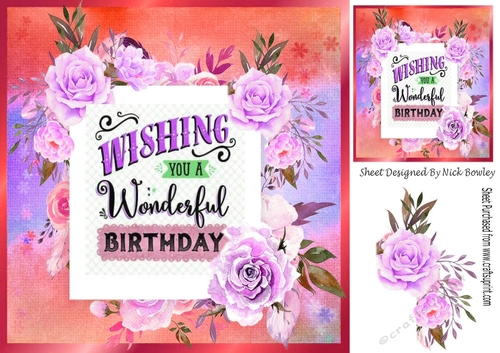 birthday wishes for you, adorned with lilac roses 8x8