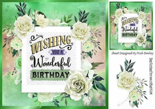 birthday wishes for you, adorned with cream roses 8x8