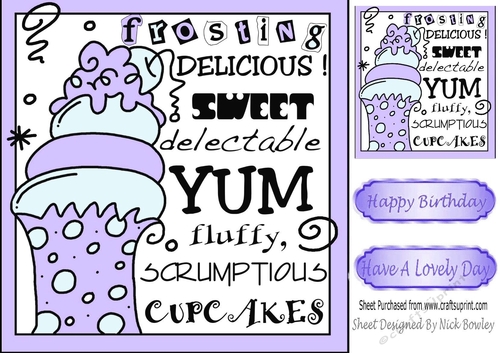 purple iced cupcake for your BIRTHDAY 8x8