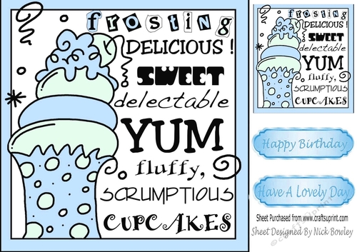blue iced cupcake for your BIRTHDAY 8x8