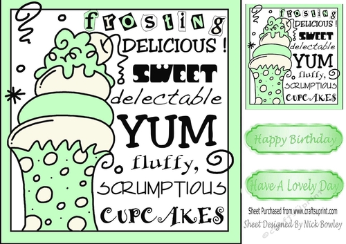 mint iced cupcake for your BIRTHDAY 8x8
