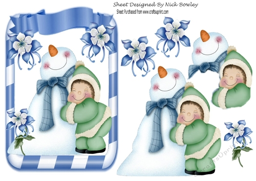 Best of snow friends snowman cuddles on a card front