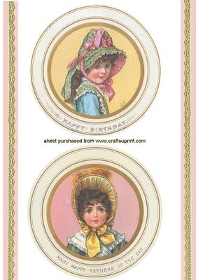 Vintage Toppers of Two Little Girls