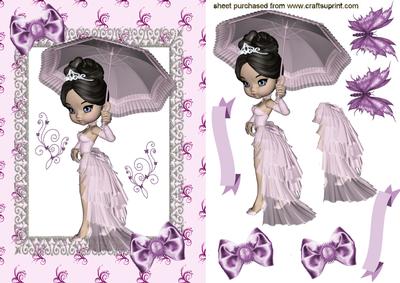 Pretty Lady in Lilac Gown with Parosol