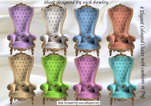 8 Lovely High Backed Elegant Velvet Coloured Chairs Png