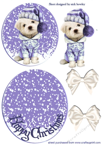 Lovely puppy in purple, snow rocker with bows (purple)