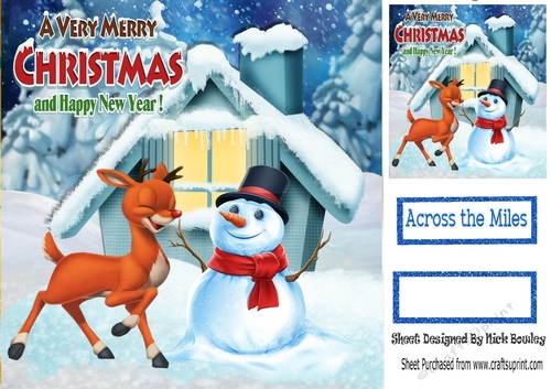 cute little deer with snowman 8x8