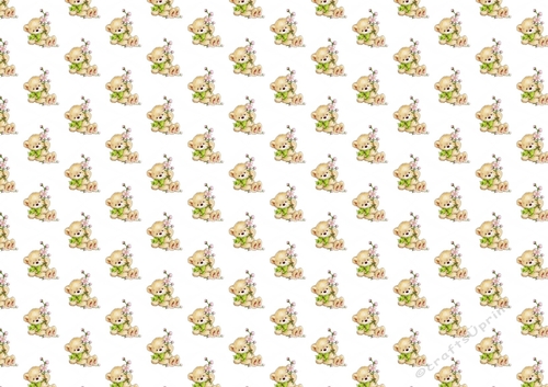 cute little bear with flowers backing paper