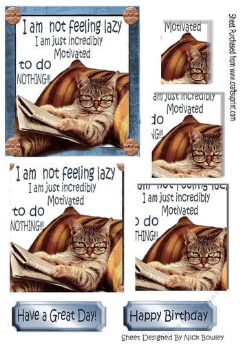 Lazy cat in armchair not motivated (blue) pyramids