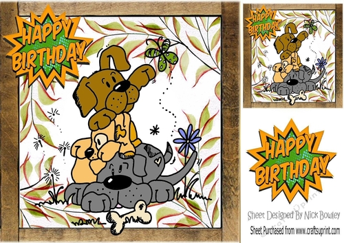 Mischief pile of dogs playing 8x8