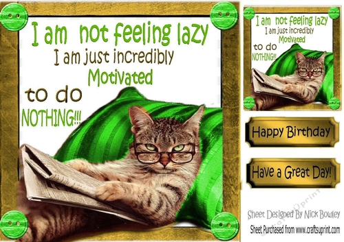 Lazy kitty in armchair not motivated 8x8 (Green)