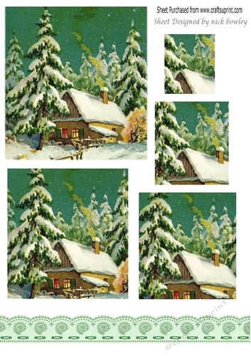 lovely forest snow scene pyramids with border